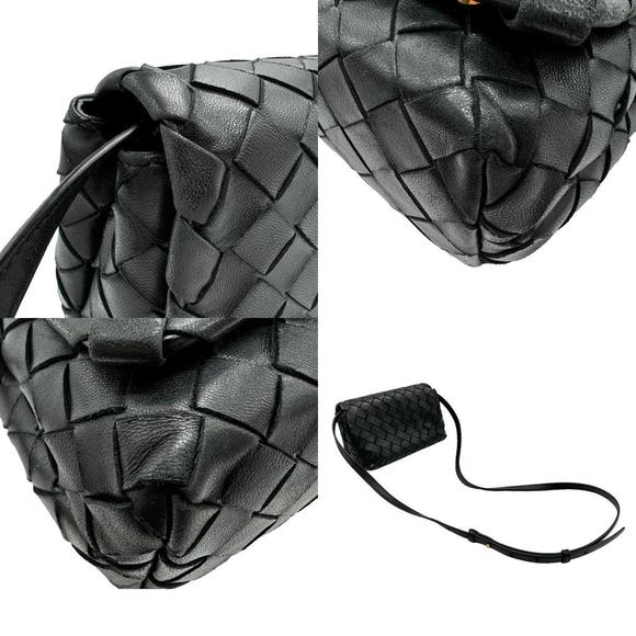 Bottega Veneta Intrecciato Leather Shoulder Bag Black - Picture 4 of 5